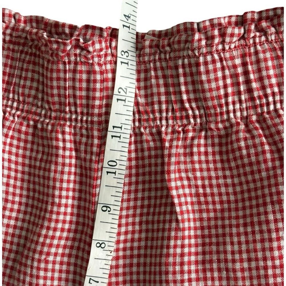 Quince European Linen High Waist Shorts Size Large Red & White Classic Gingham - Picture 8 of 8